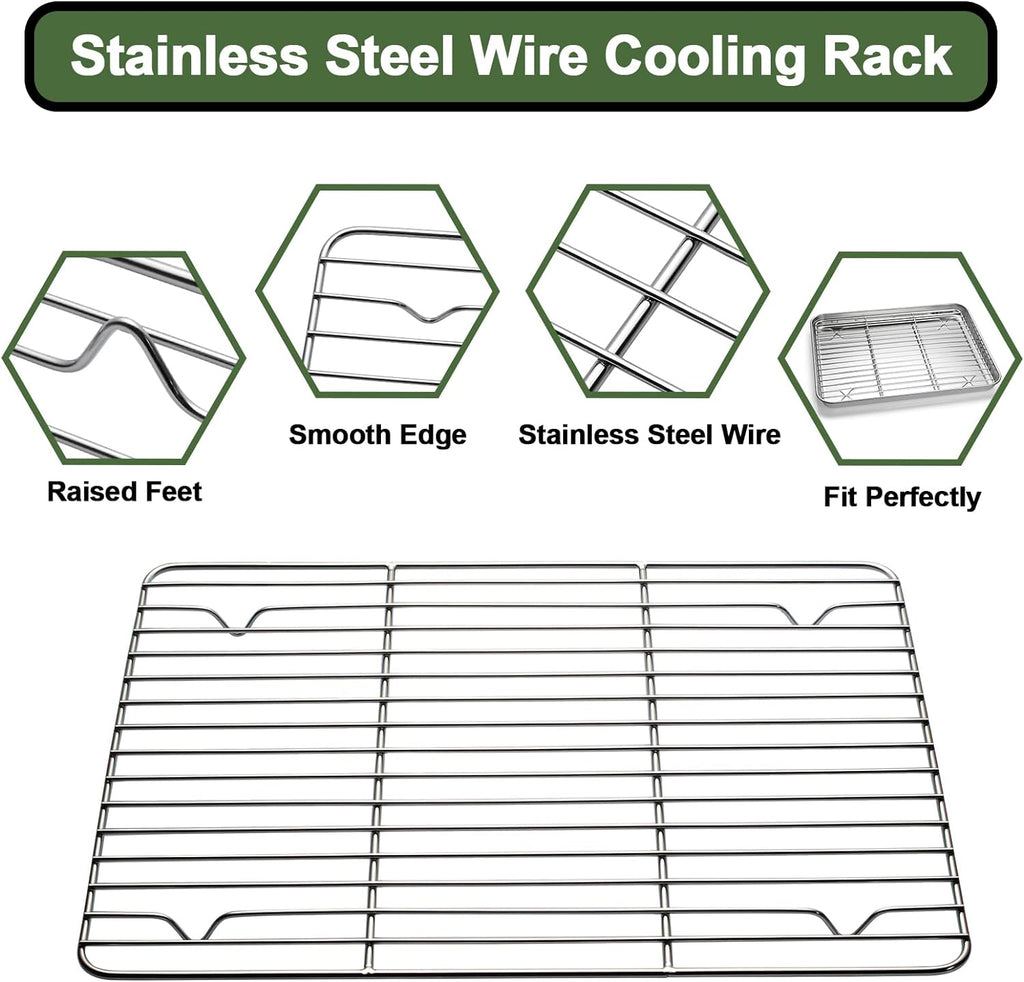 Stainless Steel Baking Sheet Set by [Brand Name] - Heavy Duty Cookie Pans with Cooling Racks & Silicone Mats - Set of 9