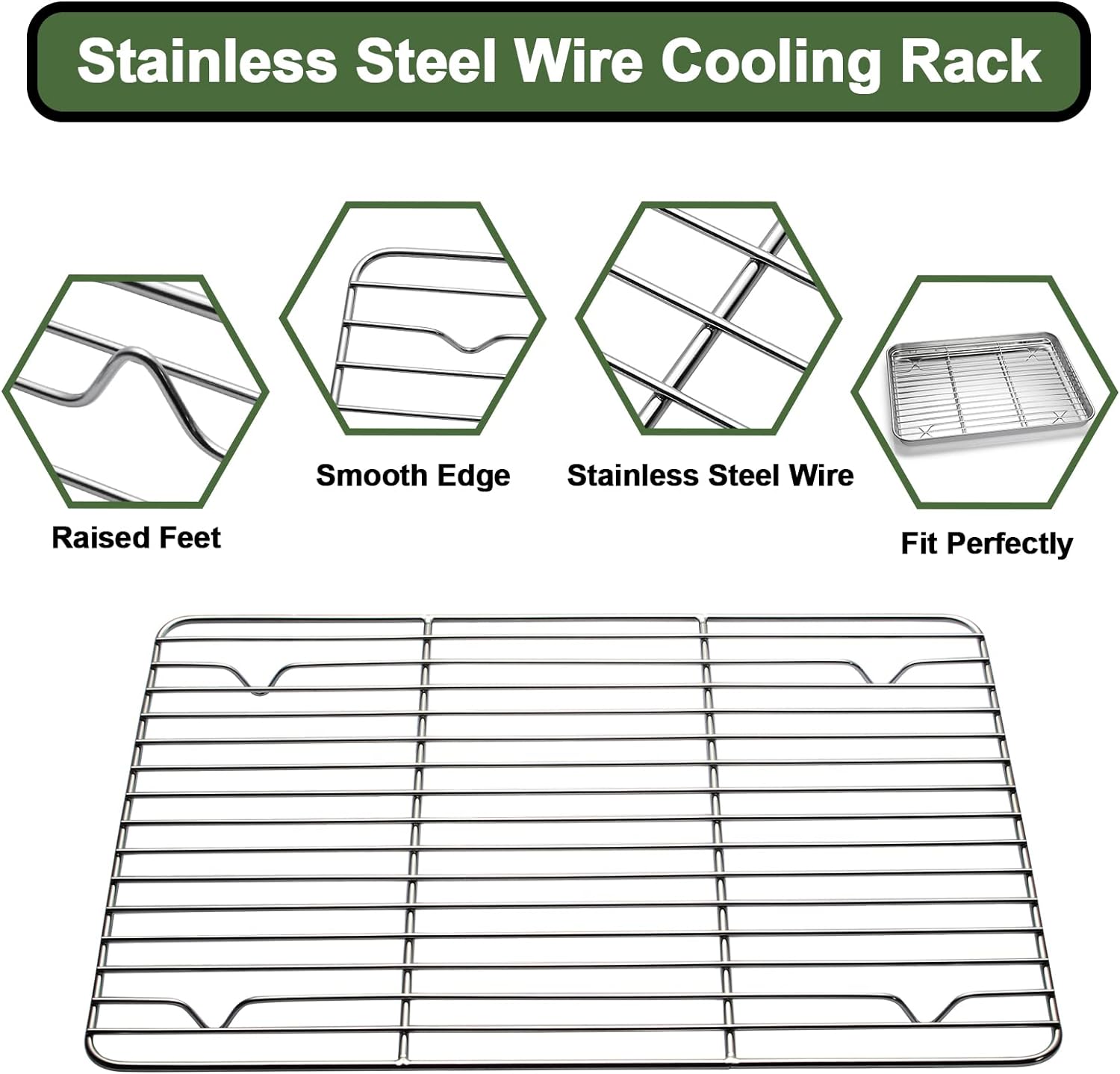 Stainless Steel Baking Sheet Set by [Brand Name] - Heavy Duty Cookie Pans with Cooling Racks & Silicone Mats - Set of 9