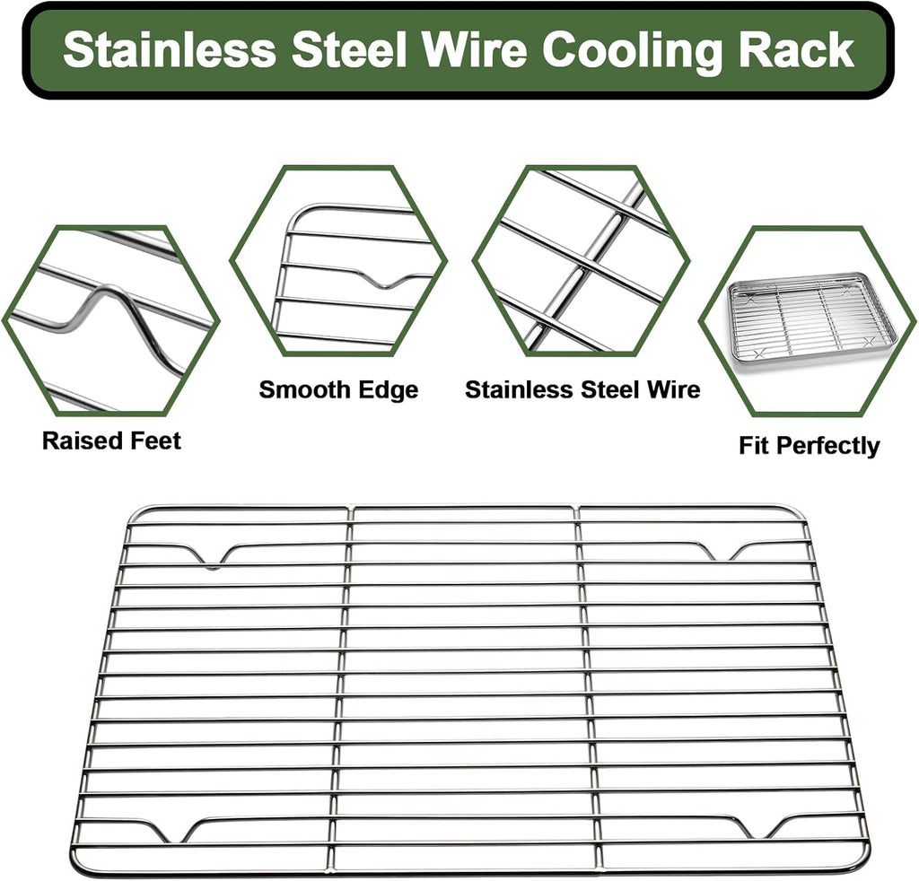 Skiennix Baking Sheet Tray Set - Heavy Duty Stainless Steel Cookie Pan with Silicone Mats | 9-Piece Set in Red