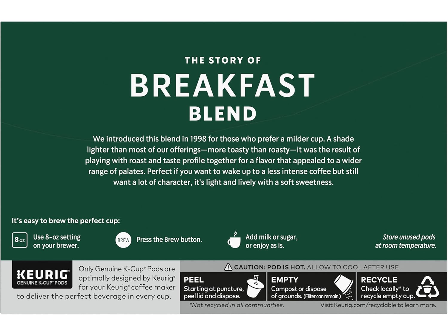 Starbucks K-Cup Pods - Breakfast Blend Medium Roast Coffee | 10 Pods Per Box, Pack of 3 Boxes