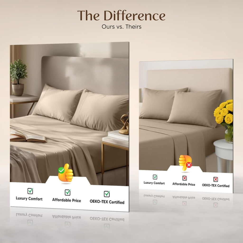 Utopia Bedding Twin Sheet Set - Soft & Breathable Microfiber, 3-Piece Bed Sheets, Oeko-Tex Certified | Sand Color