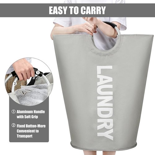 DOKEHOM X-Large Collapsible Laundry Basket - 125L Capacity, Fabric Design in Grey | 7 Color Options