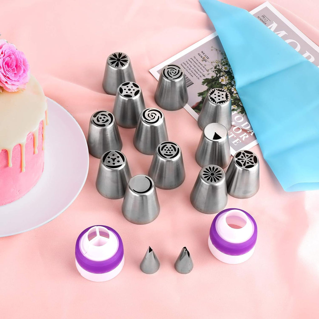 YLYL 47-Piece Russian Piping Tips Set - 12 Flower Frosting Nozzles & Baking Supplies for Cake Decorating