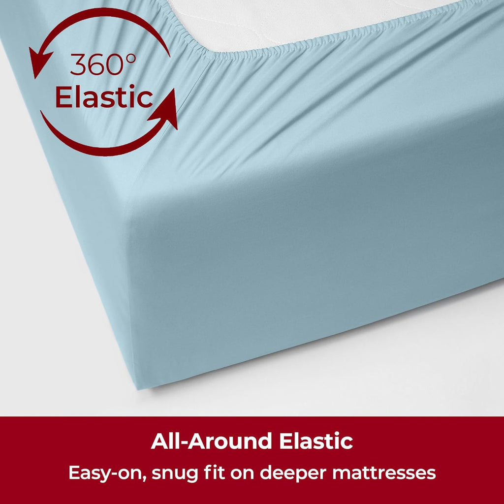 Mellanni Extra Deep Full Sheets - Hotel Luxury Bedding Set | Ultra Soft, Cooling, Stain Resistant (Full, Aqua)