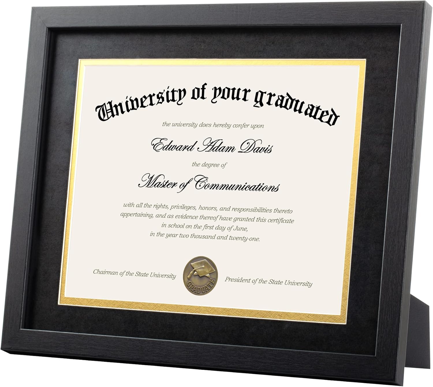 Upsimples 11x14 Diploma Frame - High Definition Glass with Black Double Mat for Wall/Tabletop Display