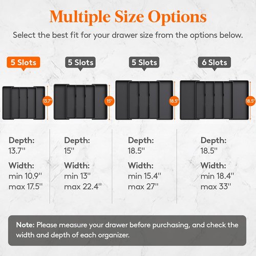Lifewit Utensil Organizer - Expandable Kitchen Drawer Tray for Cutlery Storage | Adjustable 11-18 x 14", Black