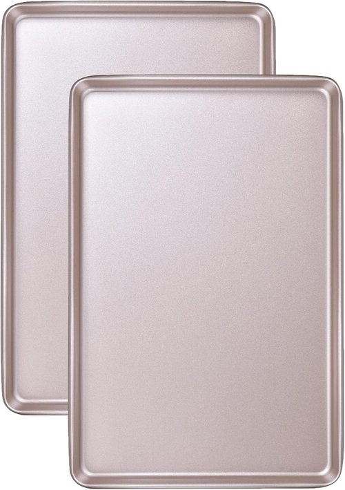 Champagne Gold Baking Sheet Pan Set - Nonstick Commercial Cookie Sheets | 17.5"x11.7" Size