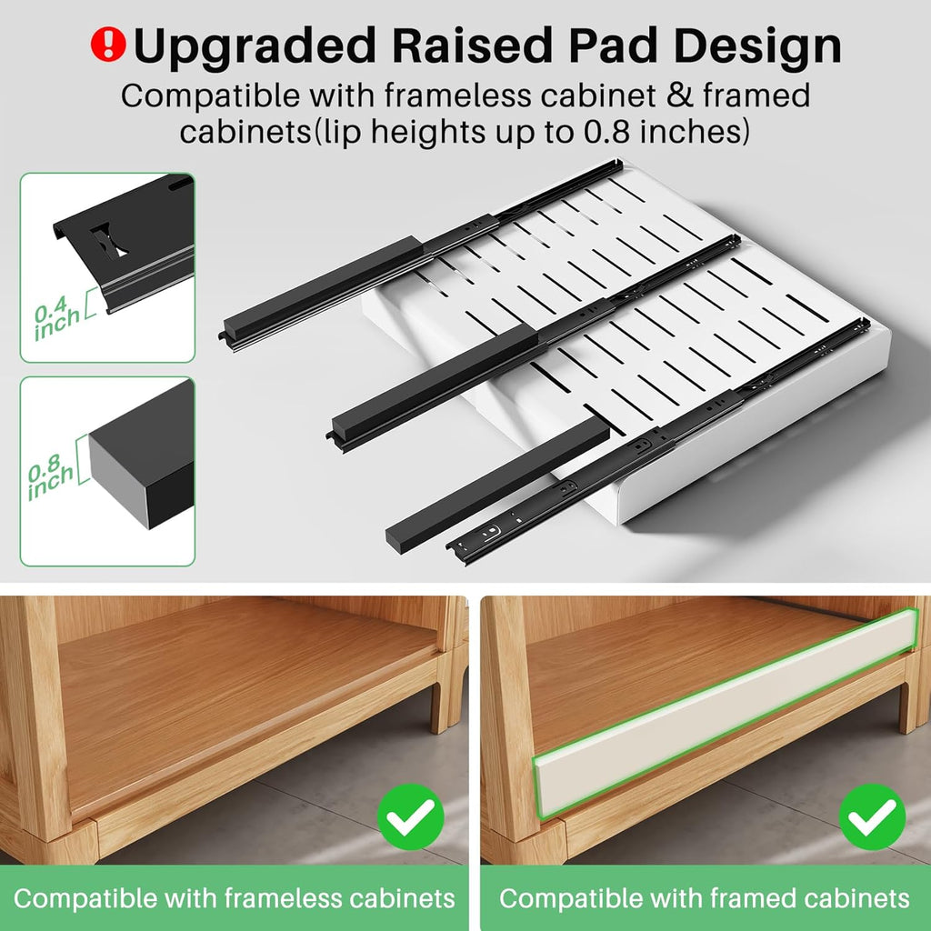 Skiennix Pull-Out Cabinet Organizer - Expandable Heavy-Duty Slide-Out Drawers (12"-20") for Kitchen & Bathroom Storage