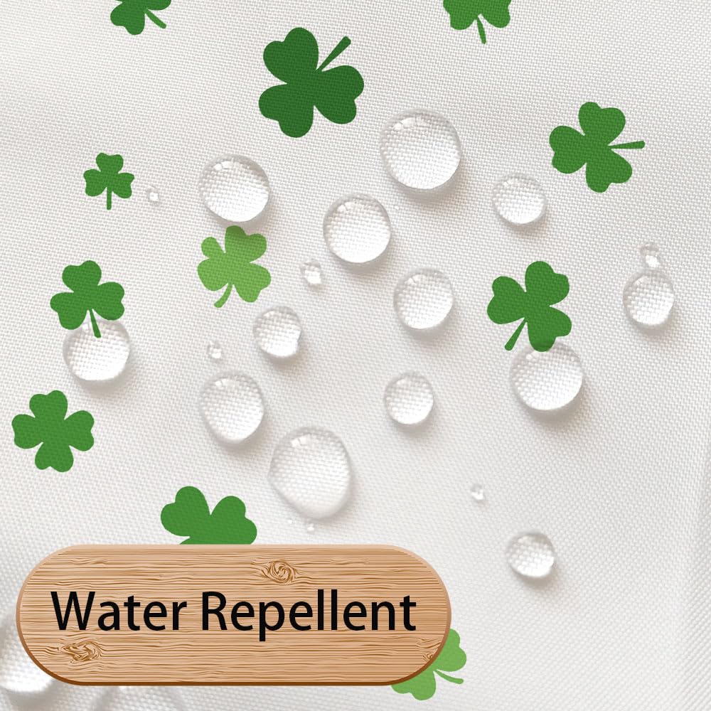 MDDGKH St Patrick's Day Shower Curtain Green Clover Leaf Shamrock Shower Curtains for Bathroom, Irish Decorations Fabric Home Decor Set with Hooks 71 x 71 Inch