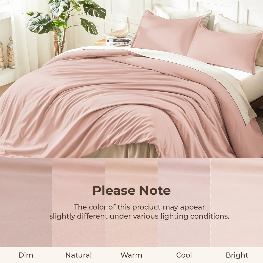 Litanika Pink Twin Comforter Set for Girls, 2 Pieces Kids Blush Plain Bedding Comforter Set, All Season Bed Set (66x90In Comforter & 1 Pillowcase)