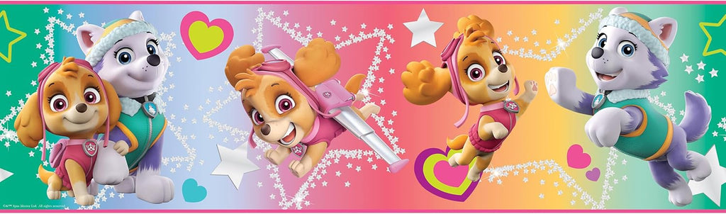 RoomMates Paw Patrol Skye & Everest Peel & Stick Wallpaper Border - Fun Kids' Room Decor