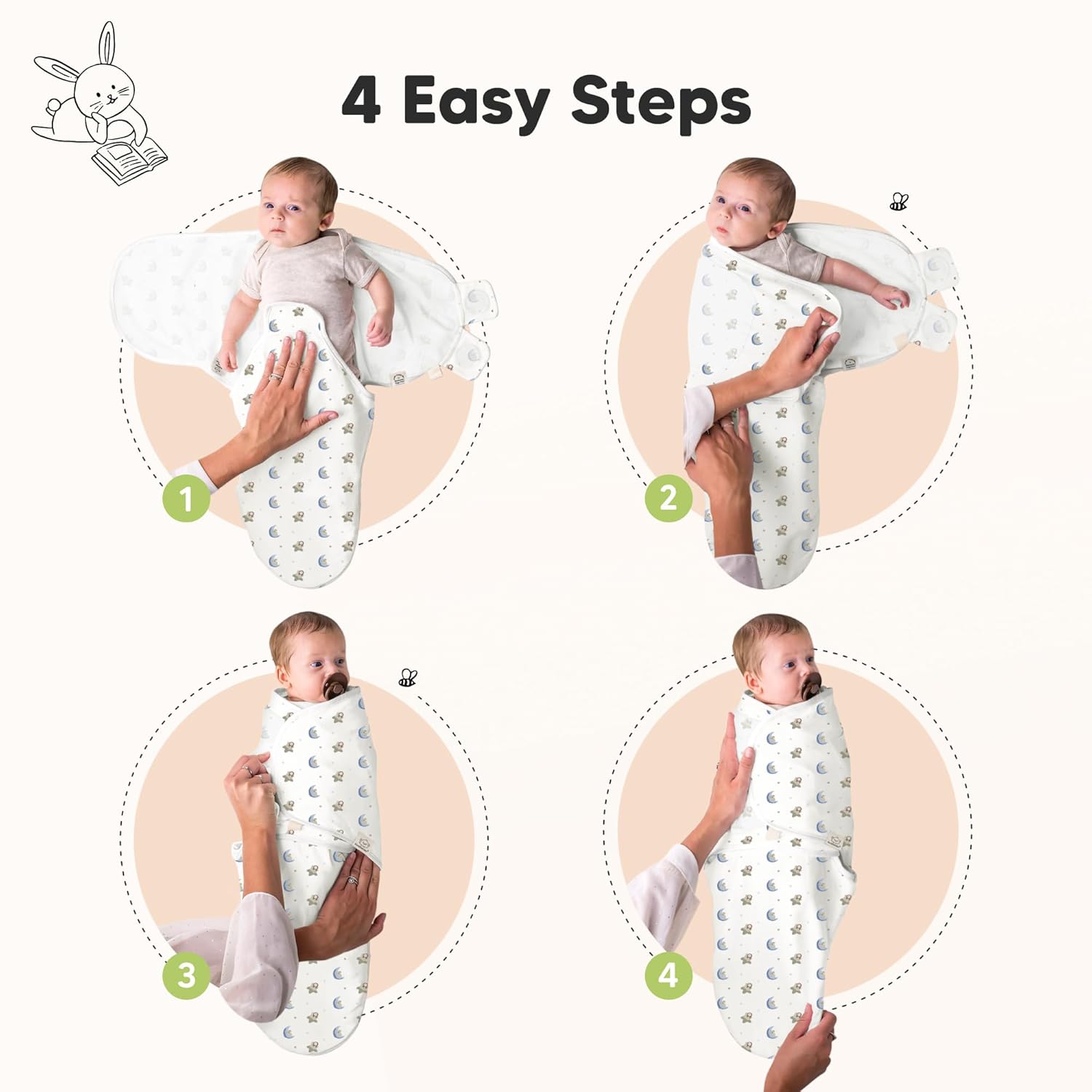 Skiennix Organic Baby Swaddle Sleep Sacks - Soft & Snug for Newborns 0-3 Months | 3-Pack (Cosmo, OS)