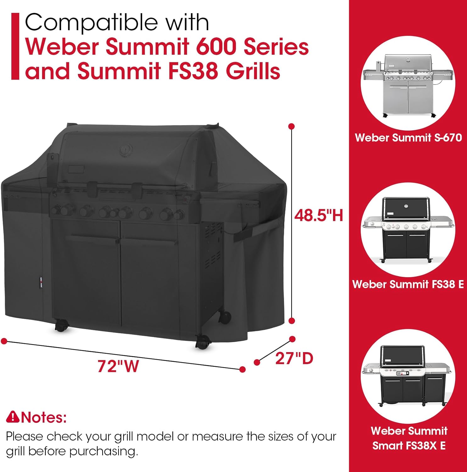 Unicook Grill Cover - Heavy Duty Waterproof Protector for Weber Summit 600 Series | Fade Resistant BBQ Cover