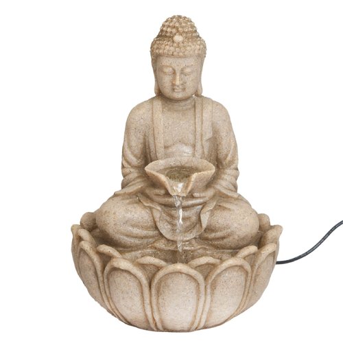 Bits and Pieces - Indoor Meditating Buddha Fountain - Compact & Lightweight Water Fountain Tabletop Decoration