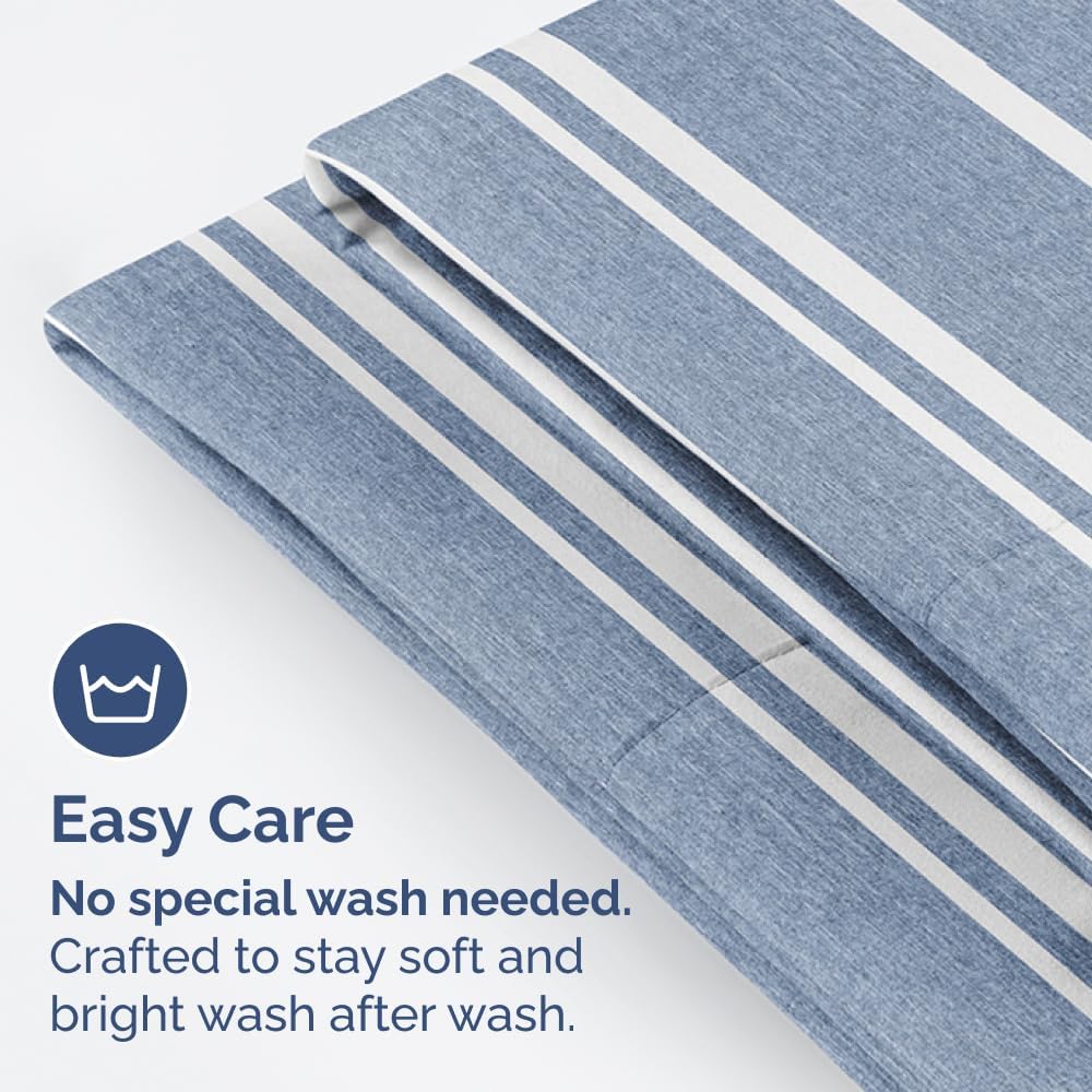 Skiennix Body Pillowcases Set of 4 | Soft & Breathable 20x54 Long Pillow Covers - Fade-Free & Machine Washable (Blue Stripes)
