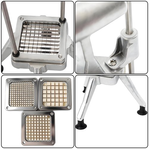 CTJ Commercial Vegetable Chopper & French Fry Cutter with (1/4" 3/8" 1/2") Replacement Blades Stainless Steel Veggie - Home Kitchen or Restaurant Use for Tomato Peppers Potato