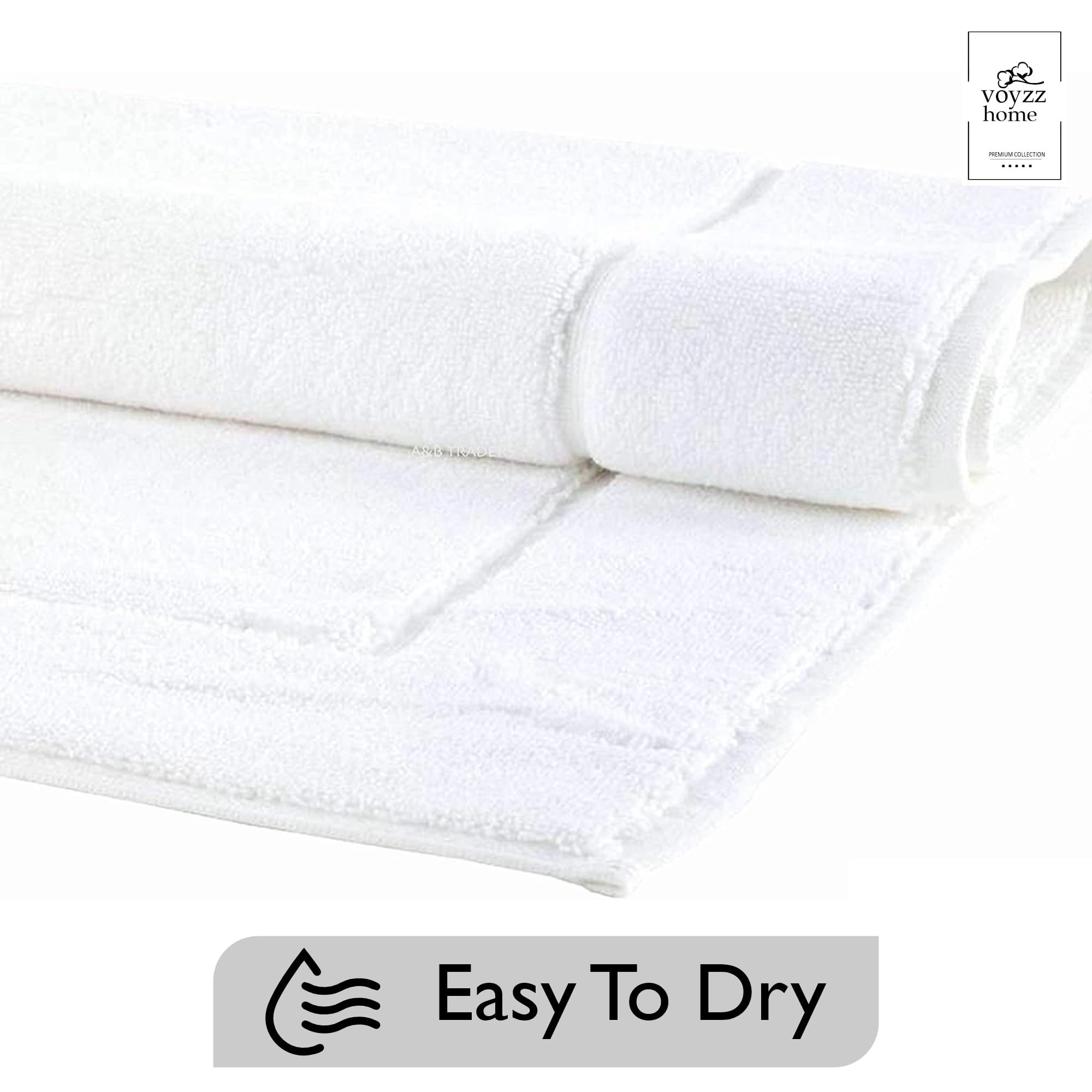 voyzz home Premium Bath Mat Floor Towel Set, Pack of 2 Super Soft & Absorbent Luxury Cotton Towels Hotel, Spa, Shower & Bathroom Tub Floor Mats Machine Washable (20"x30" Inch) White