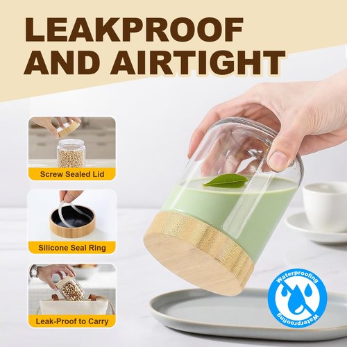 qiaomifeng 2 Pack 16oz Glass Jars with Bamboo Lids, Overnight Oats Containers with Airtight Lids, Storage Containers Wide Mouth Mason jars for Salad,Yogurt, Sugar, Snacks, Spices