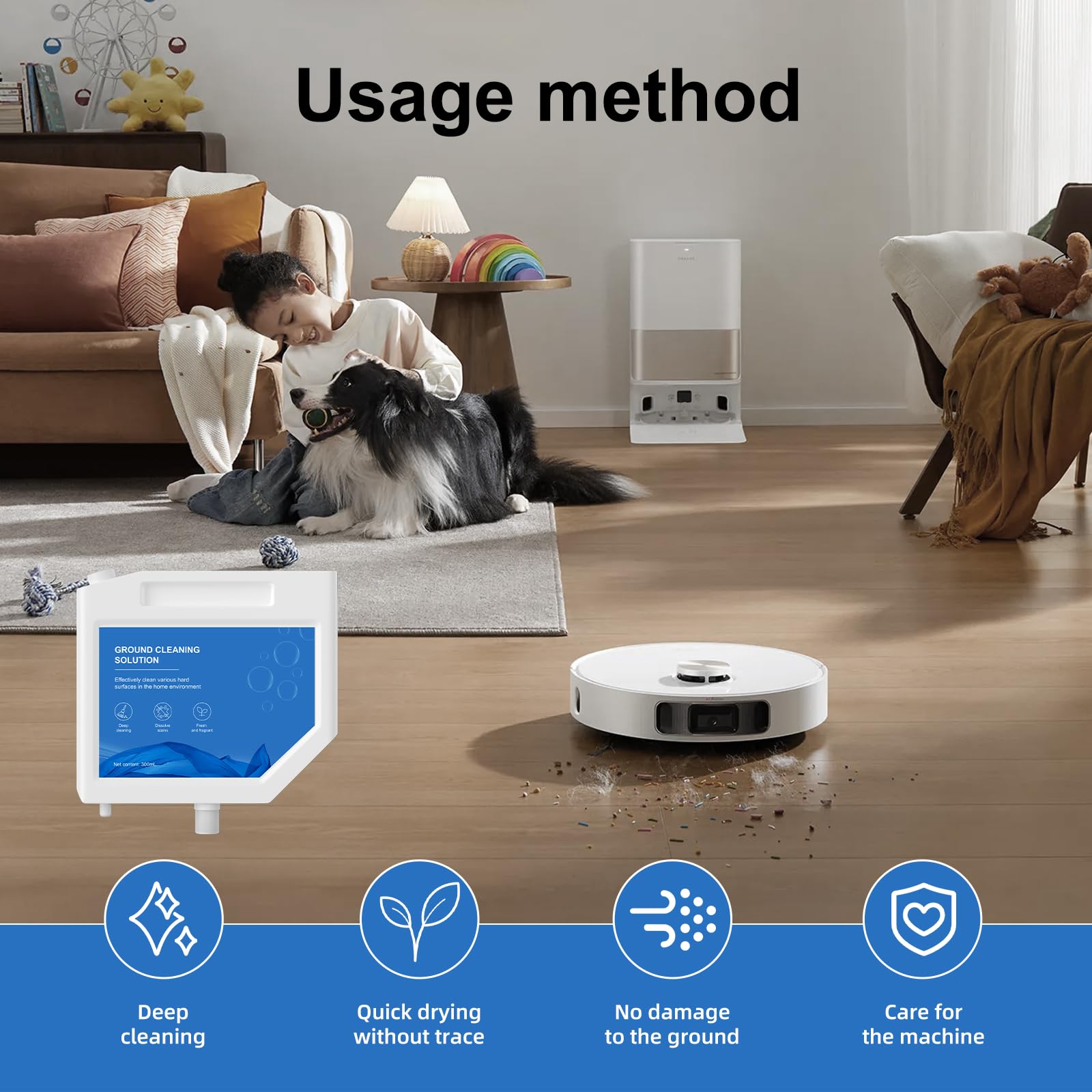 Floor Cleaning Solution Compatible with Dreame Cleaning Solution, Multi-Surface Original Flavor L10 Ultra Detergent, Compatible with L10s Ultra Robot Vacuum (10.52 Fl Oz) (1 Bottle)