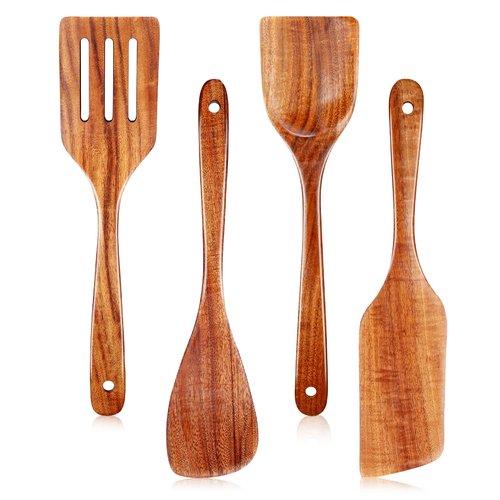 Wooden Spoons for Cooking, Excellent Wooden Kitchen Utensil Set (4pcs)