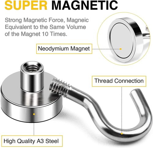 DIYMAG Neodymium Magnetic Hooks - 100 Pack for Home, Kitchen, Office & Garage Organization