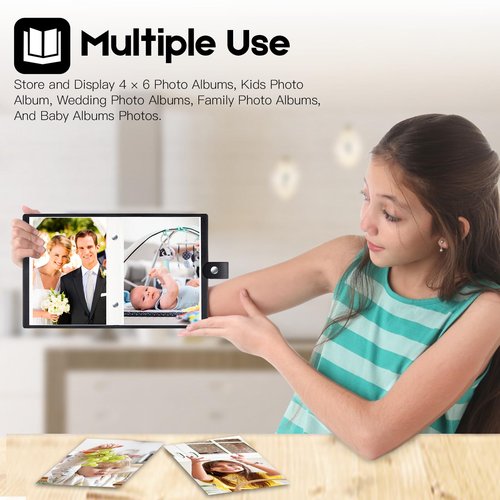 2 Pack Small Photo Albums 4x6 Pictures, Leather Cover Albums, 4x6 Photo Book for 52 Photos Inserted From the Top, Kids 4 x 6 Photos and Family Anniversaries Baby Vacations, Wedding, Black