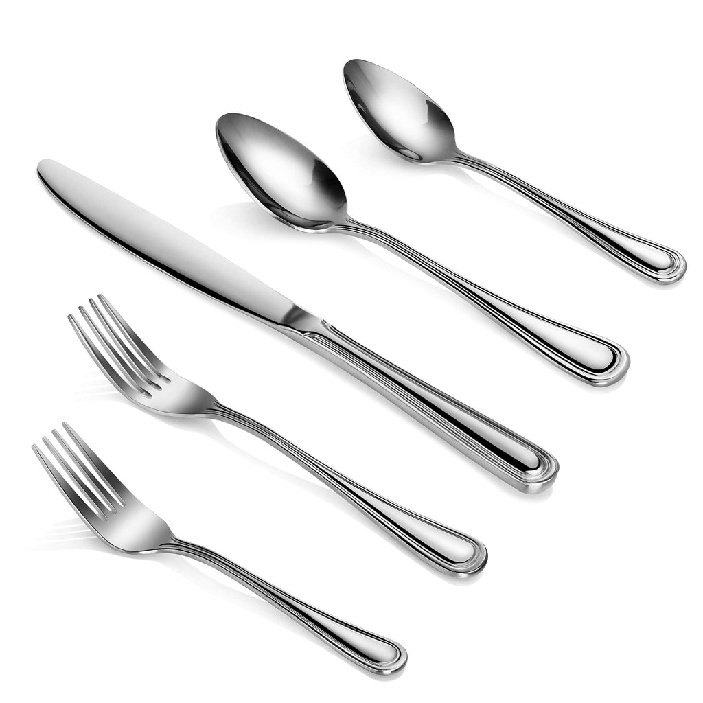 New Star Foodservice Slimline Pattern 18/0 Stainless Steel Flatware Set, 60-Piece Set, Commercial Grade