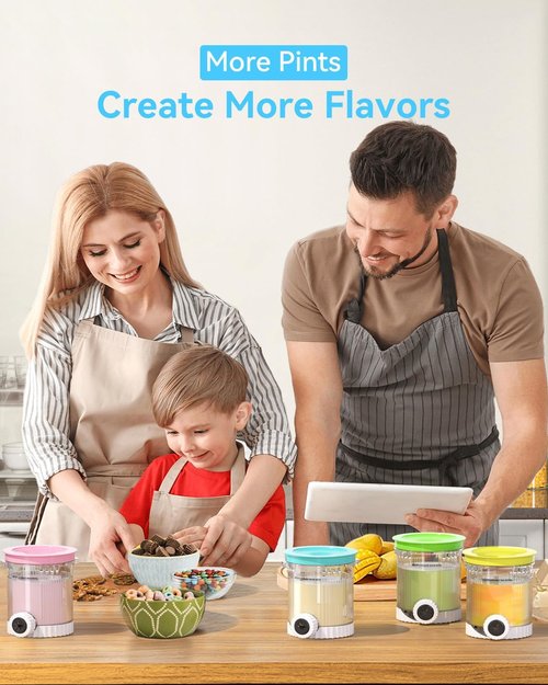 Creami | Swirl Pints and Lids - Compatible with Ninja CREAMi Ice Cream Maker (NC700 Series) | Food-Grade, Dishwasher Safe, 4 Pack