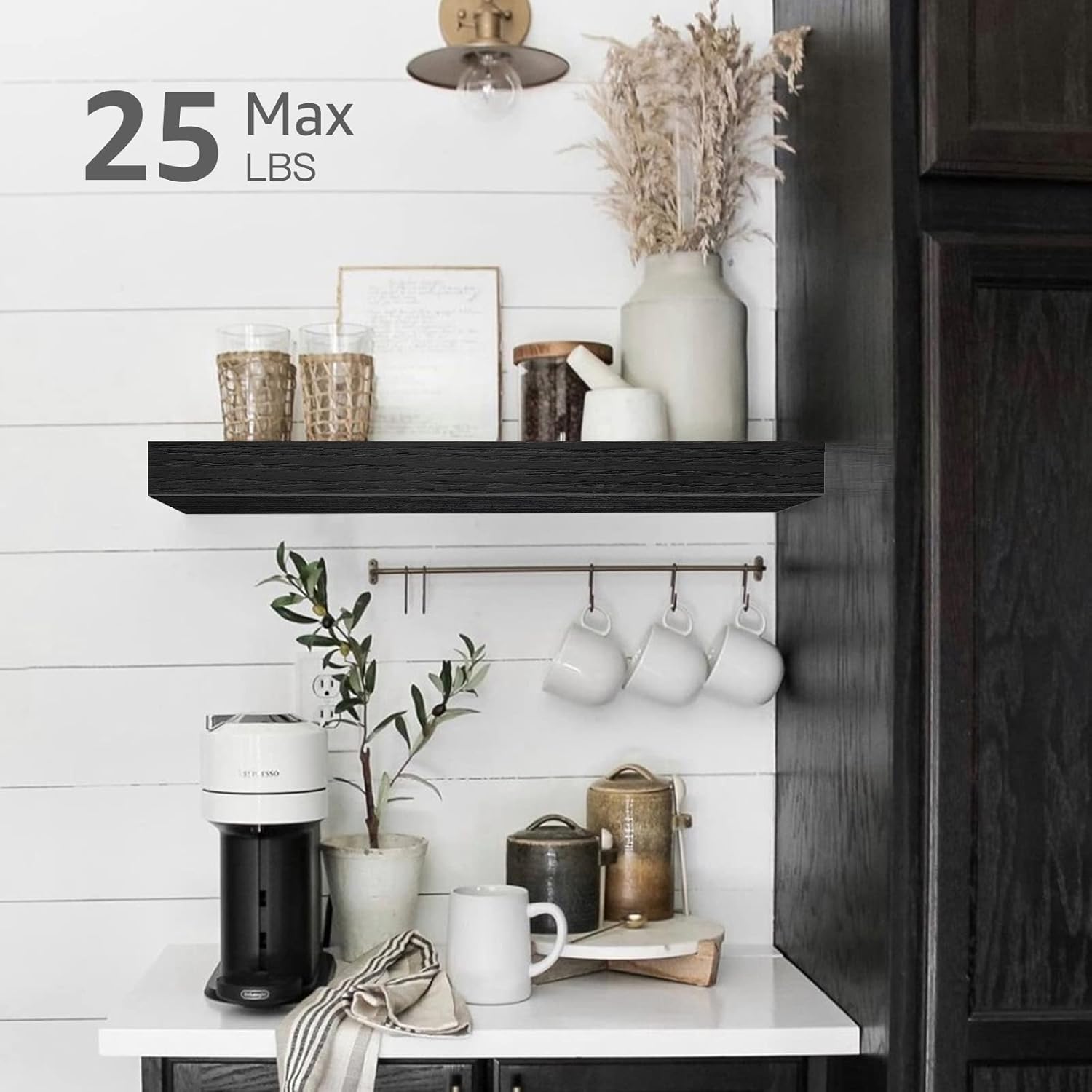 QEEIG Floating Shelves - Stylish Wall Storage for Bathroom, Bedroom & Kitchen - Set of 4, 16 Inch, Black