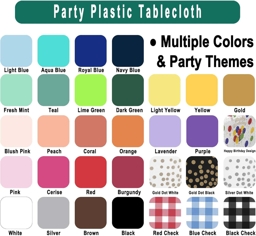 PARTY ULYJA Disposable White Plastic Tablecloths - 54 x 108 Inch for Bridal Showers & Events