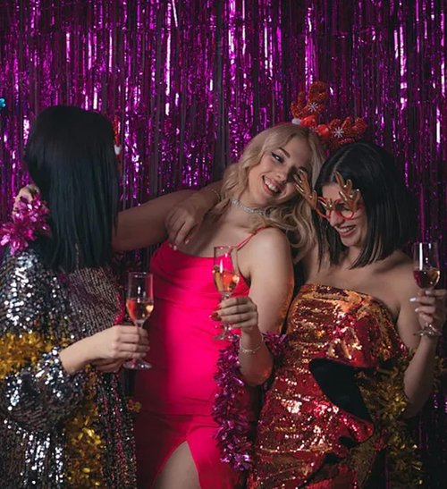 Foil Curtain Backdrop - 20 Pack Metallic Tinsel Fringe Curtains for Parties & Celebrations
