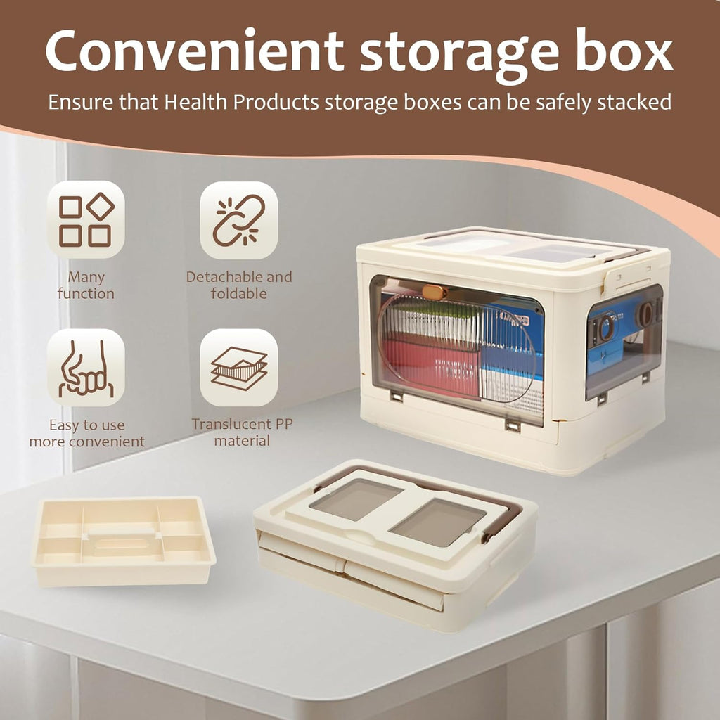 Skiennix 3-Tier Medicine Organizer - Portable Storage Box with Handle & Wheels, Large Capacity First Aid Container