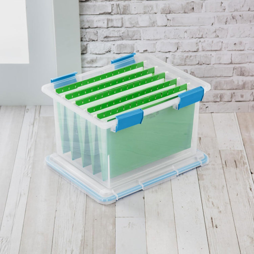 Sterilite 8-Pack Gasket Box | Weather-Resistant Storage Bins with Latching Lids - 32 Quart Heavy-Duty Organizers