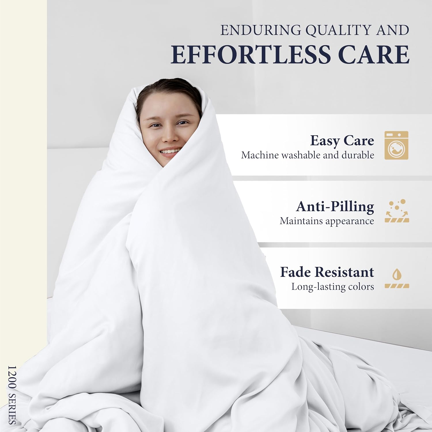 Regine Switzerland 100% Egyptian Cotton King Size Sheets Set - Luxury 1200 Series, Soft Cooling, 17" Deep Pocket, White (4 PC)