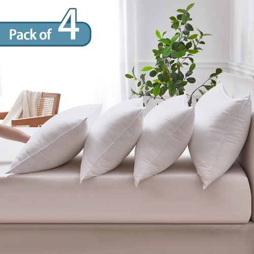 FROHAUL Pillows Queen Size Set of 4, Grid Hotel Bed Pillows for Sleeping,Medium-Firm Microfiber Pillows for Side, Back and Stomach Sleepers