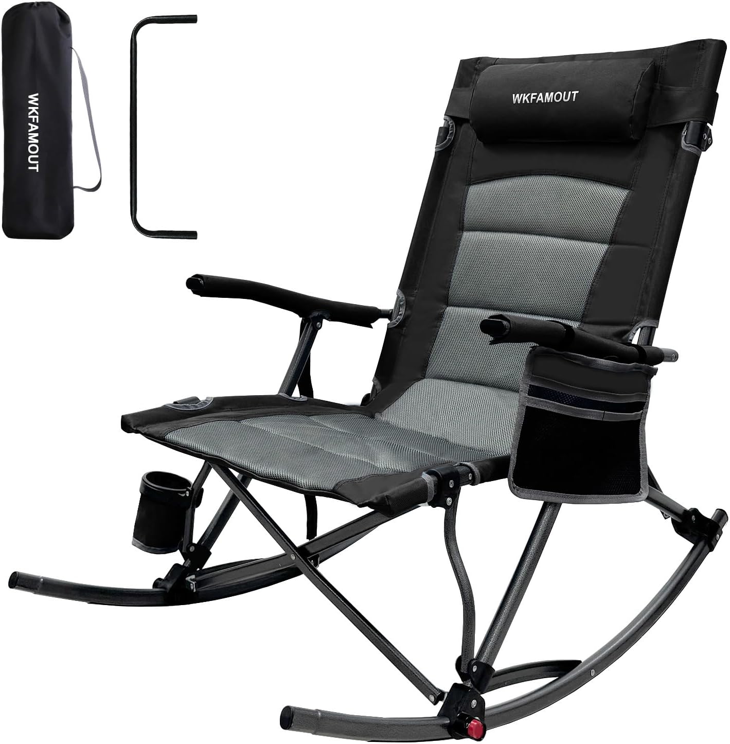 Skiennix Oversized Rocking Camping Chair - 13.8" High Seat with Foot Rest & Headrest, Supports 300 lbs | Portable Folding Design
