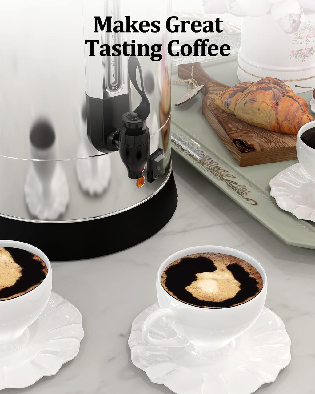 120 Cup Coffee Urn, 18L/4.8Gal Large Capacity Stainless Steel Hot Beverage Dispenser, Fast Brew Rapid Extraction, Commercial Coffee Maker for Party Buffet Catering