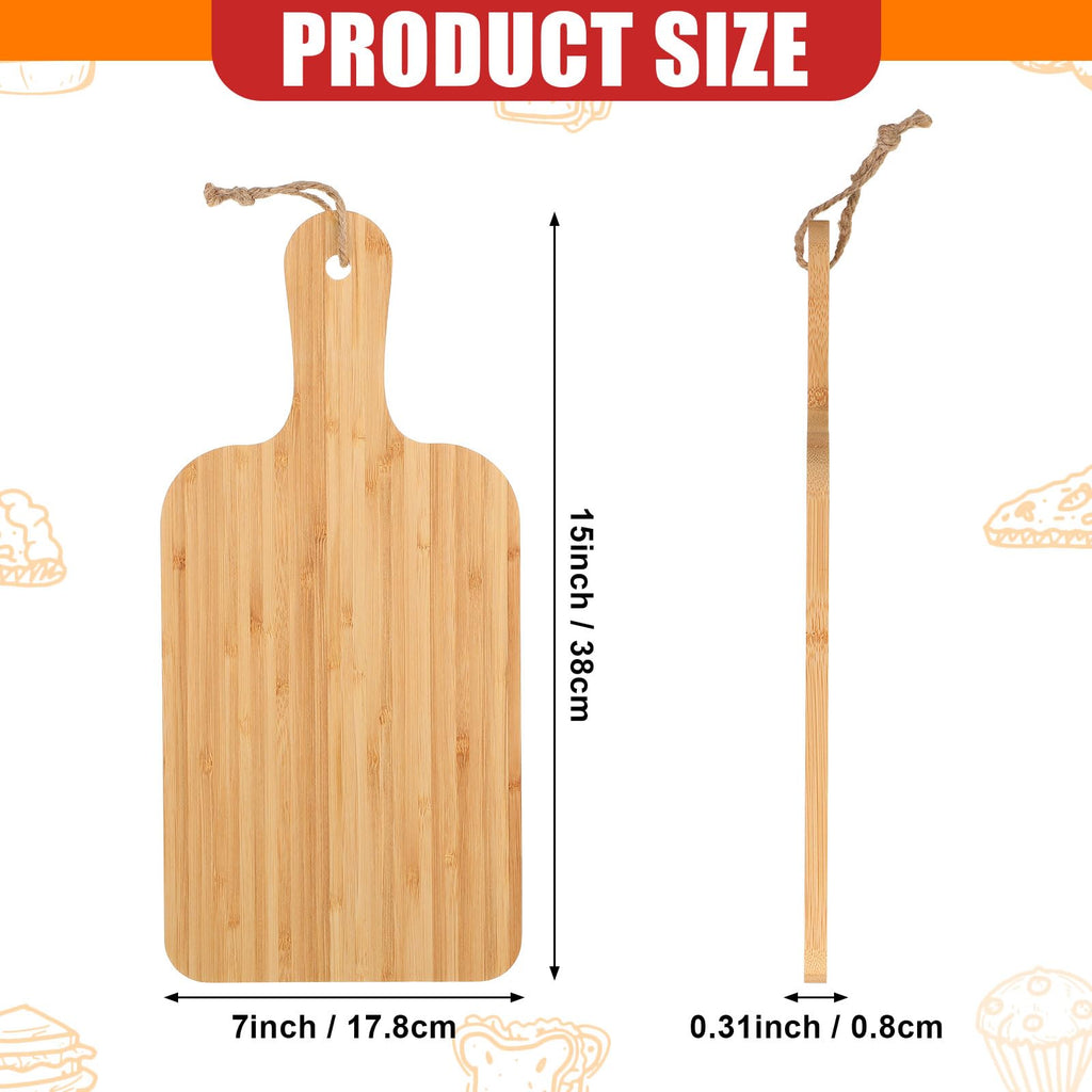 Tanlade 18 Pcs Cutting Board Bulk 15" x 7" Bamboo Chopping Board with Handle Wood Charcuterie Plank Engraving Serving Kitchen Planks for Wedding Housewarming Gift