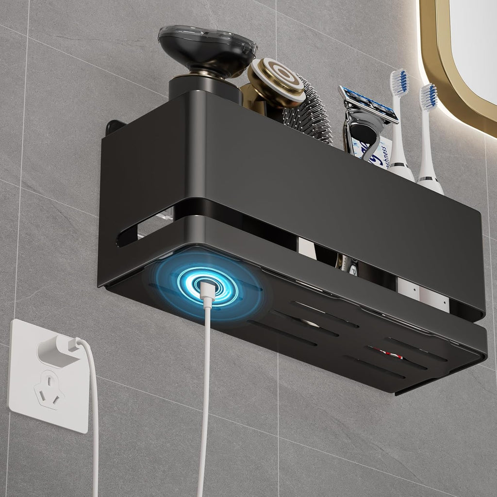 Skiennix Aluminum Electric Toothbrush Holder - Wall Mounted Design | Black, Three Slot
