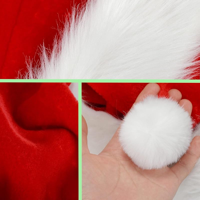 Santa Hat for Adults and Children - Red Velvet Double Layer Christmas Party Hat