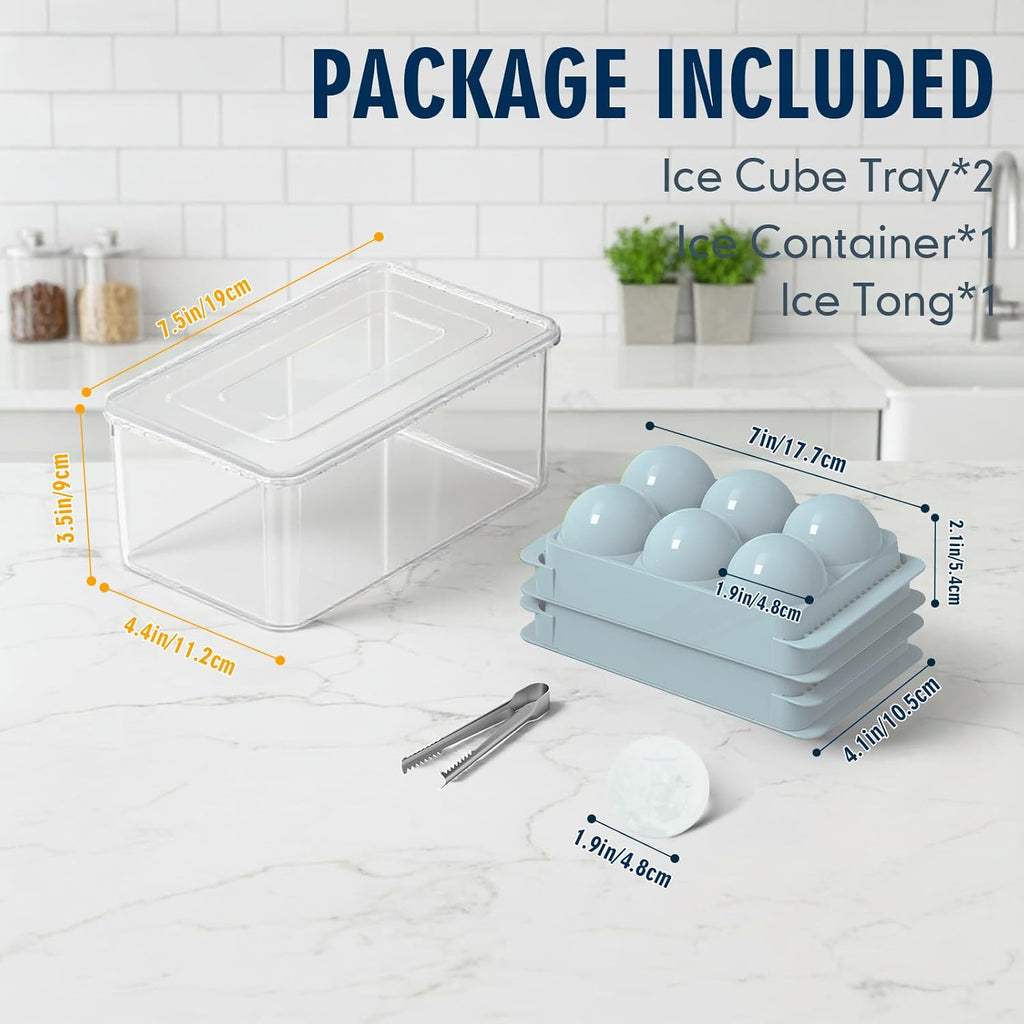 Skiennix Large Ice Ball Maker Mold - 2.5" Round Ice Cube Tray for Whiskey & Cocktails | 8 Sphere Ice Balls, Easy Release