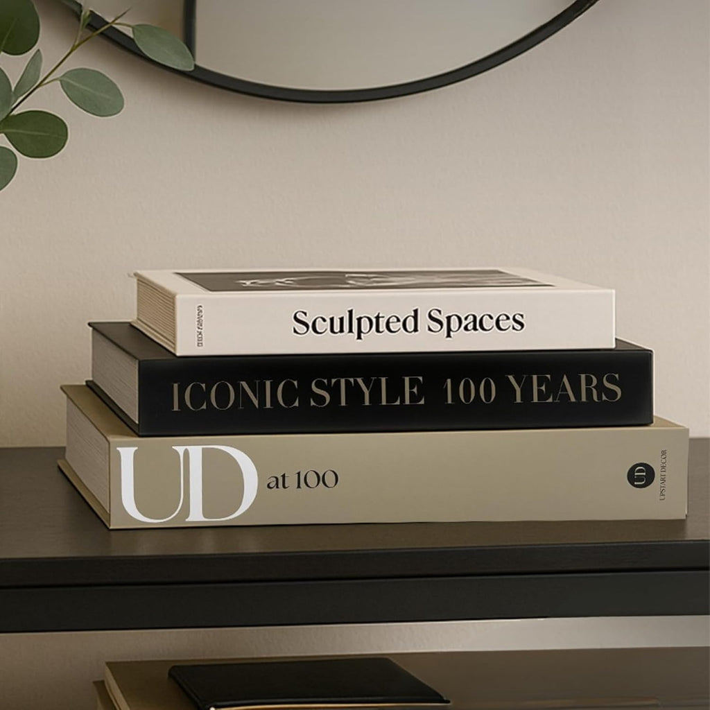 Skiennix Aesthetic Decorative Books - Set of 3 Faux Designer Books for Mid-Century Decor | Minimalist Storage Box