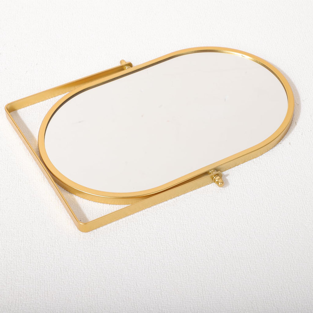 Numjeg Tabletop Mirrors Makeup Mirror Portable Vanity with Metal Frame Desk Table Mirror with 180°Adjust Dressing Room Rotate Good for Bedroom Bathroom
