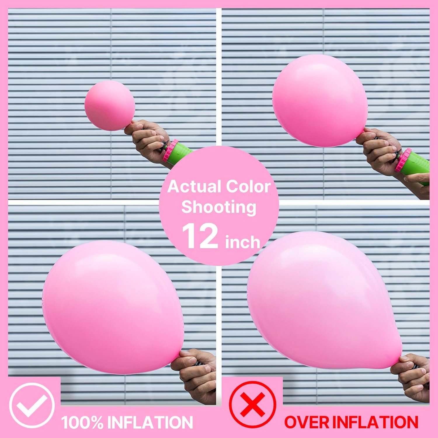 PartyWoo Pink Balloons - 101pcs 12 Inch Matte Pink Balloon Arch Kit for Baby Shower & Birthday Celebrations
