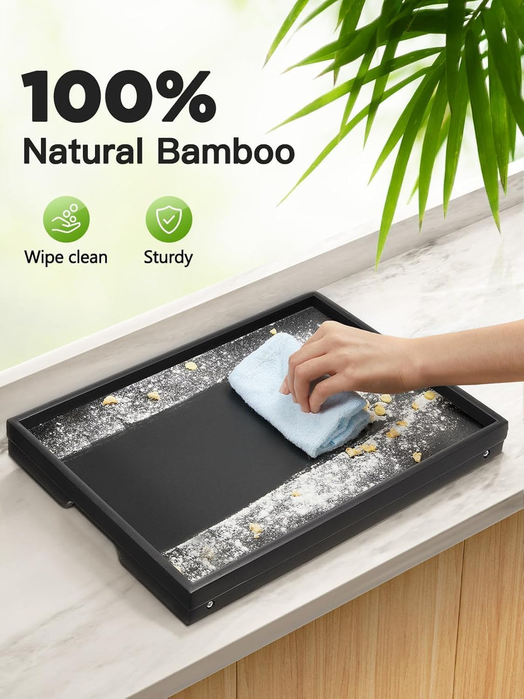 Pipishell Bamboo Bed Tray Table - Foldable Legs for Breakfast, Laptop Use | Black Color