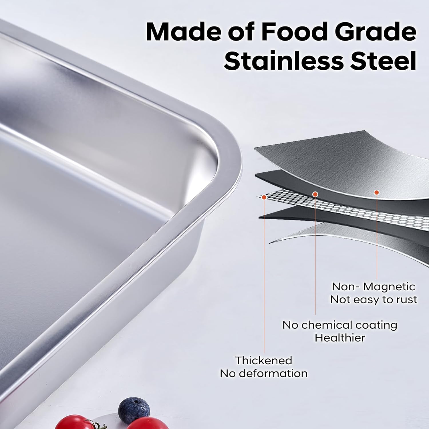 Skiennix 4-Piece Extra Deep Lasagna Pan Set - 11.6x15.6 Inch Nonstick Stainless Steel with Lid | 9.2QT Capacity