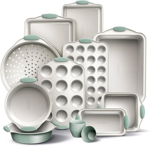 Country Kitchen Nonstick Bakeware Set - Durable 22-Piece Baking Set with Easy Release & Silicone Muffin Cups