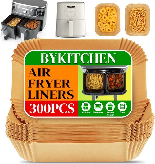 BYKITCHEN Air Fryer Liners - 300PCS Disposable Parchment Paper for Ninja Dual Airfryer & More
