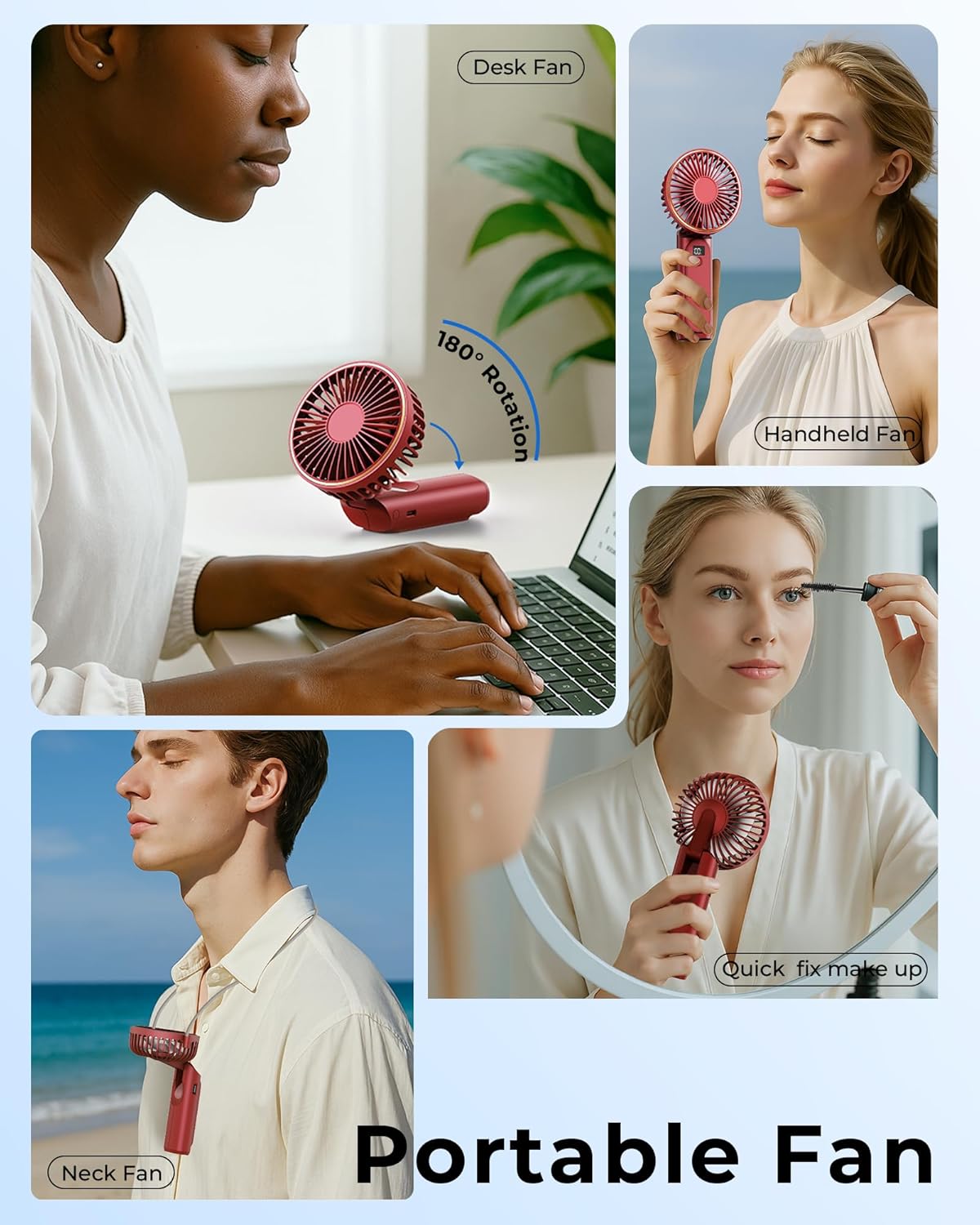 Skiennix Portable Handheld Fan - 4000mAh Battery, 6 Speed Wind, Adjustable 180° | USB Rechargeable