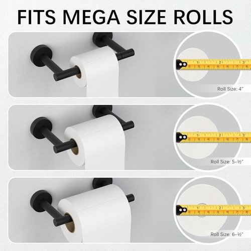 BWE Toilet Paper Holder - Wall-Mounted, Rust-Resistant SUS 304 Stainless Steel | Black Finish